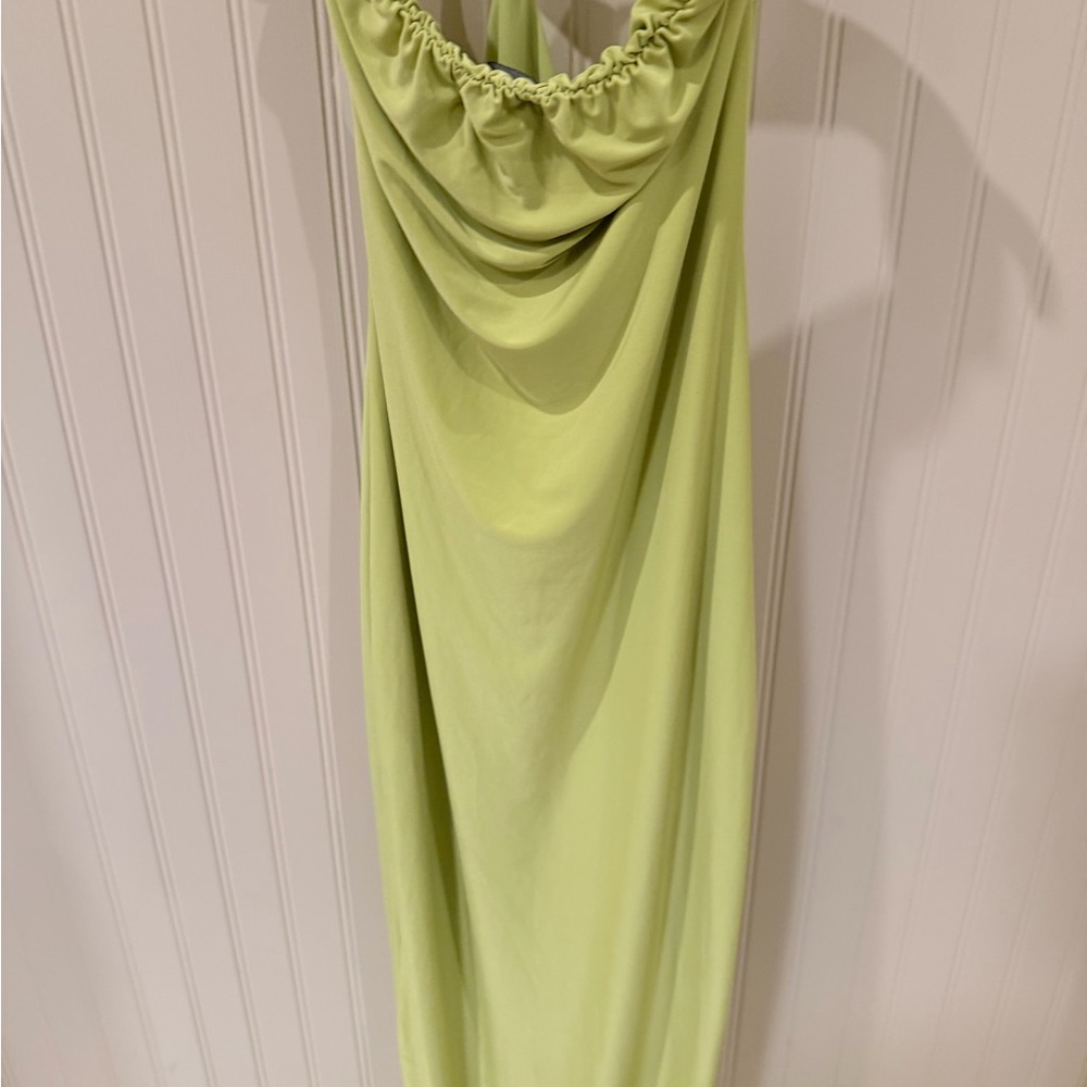 PrettyLittleThing Chartreuse Halter Dress